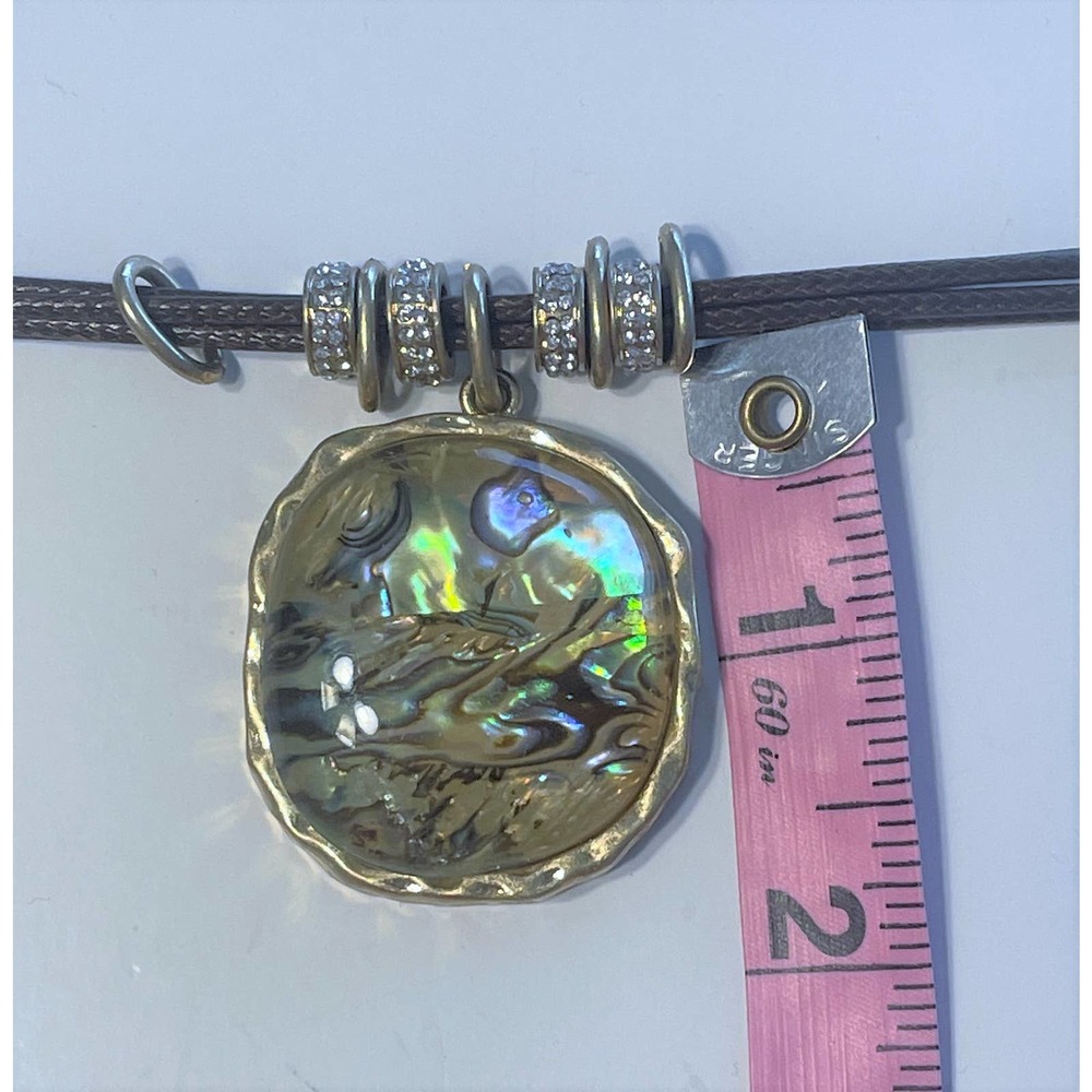 Lydell NYC Women's Brown Leather Necklace - Gold & Abalone Pendant - Picture 9 of 9